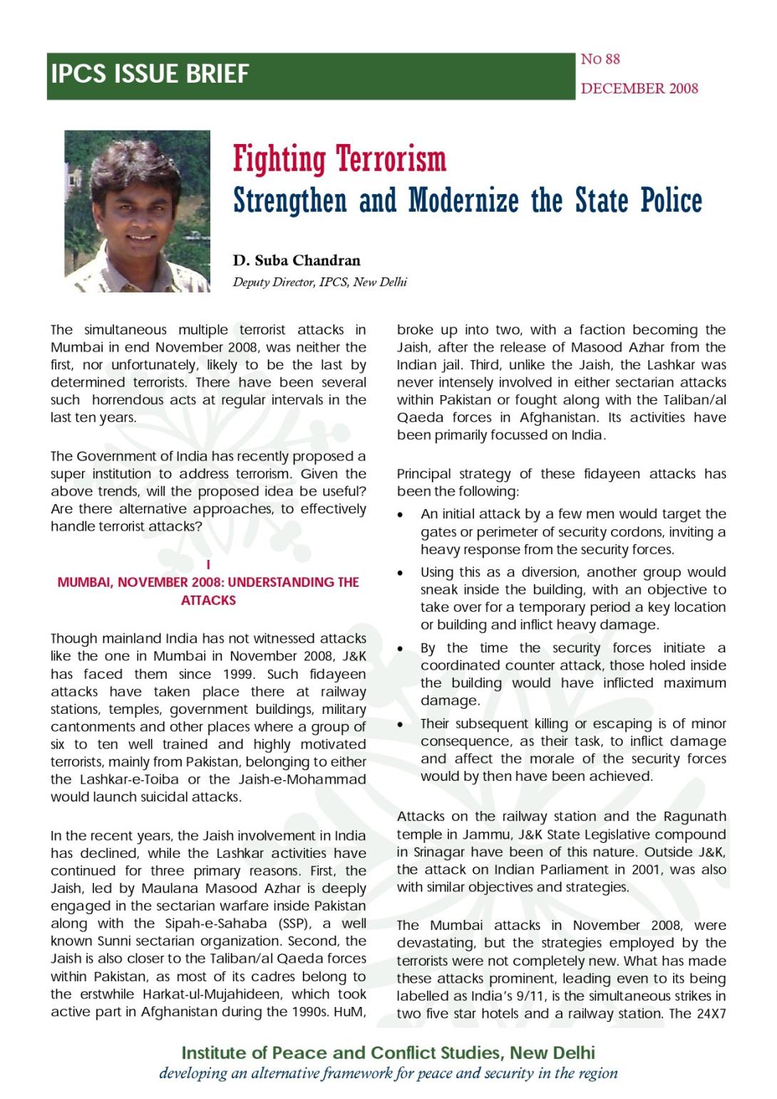 Fighting Terrorism: Strengthen and Modernize the State Police