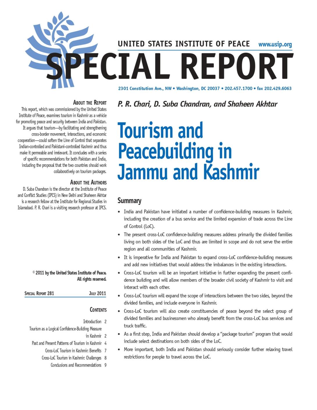 Tourism and Peacebuilding in Jammu and Kashmir